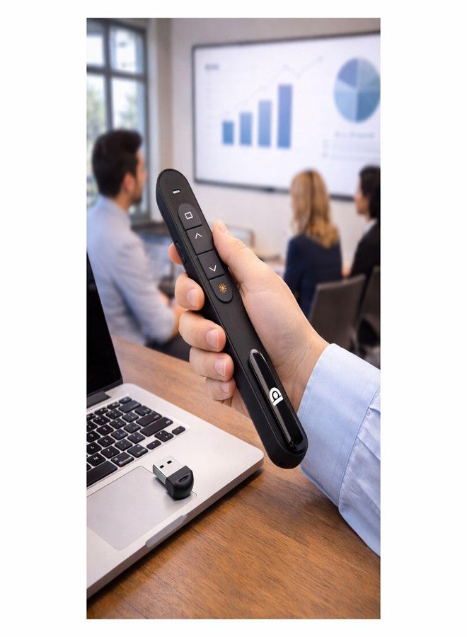 COI Laser Pointer | Up to15 m Wireless Range | Wireless Presenter for Presentation, Slide Changer, USB Power Point Remote Control Pen | Black - Image 1