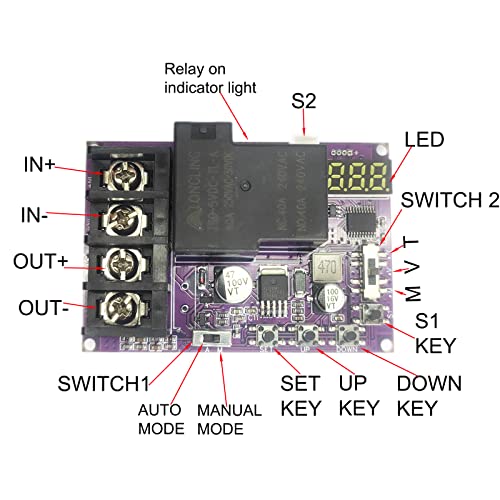 MgcSTEM Low Voltage Disconnect and Charging Discharging Protection 2 IN 1 40A DC 5V-60V Low Voltage Cutoff with LCD Display Low Voltage Protector Disconnect Switch Module Charging Discharging Protection Board - Image 3