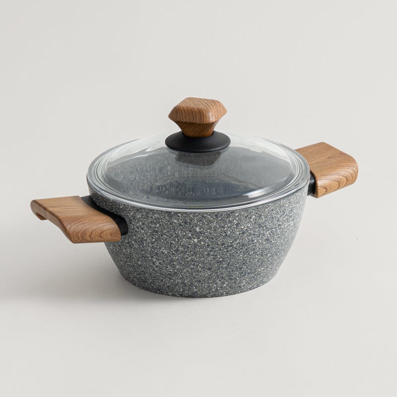 ألبرتو طقم قدور طهي ألومنيوم 7 قطع، جرانيت رمادي - Image 4