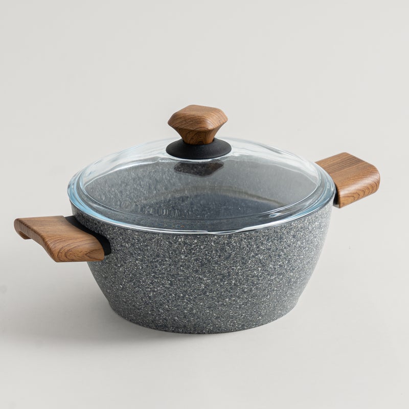 ألبرتو طقم قدور طهي ألومنيوم 7 قطع، جرانيت رمادي - Image 3