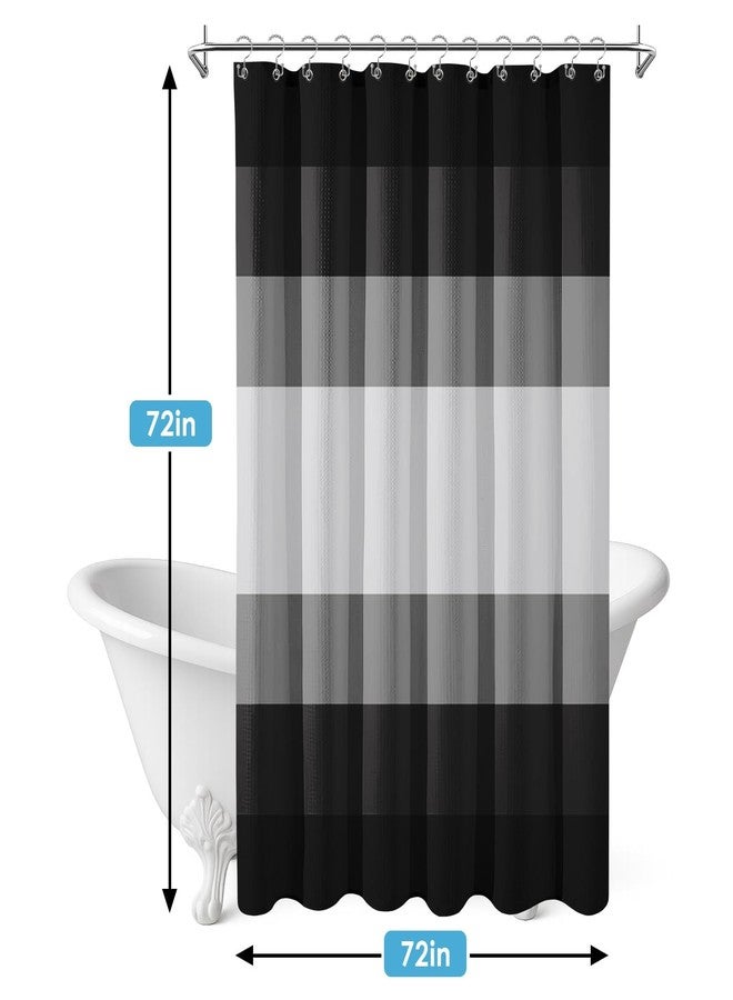 Nesphy Shower Curtain and Liner, Grey and Black White Striped 3 in 1 Shower Curtain and PEVA Liner Set with 12 Rust-Resistant Metal Hooks, Waterproof Fabric Shower Curtains for Bathroom, 72 W x 72 H - Image 4