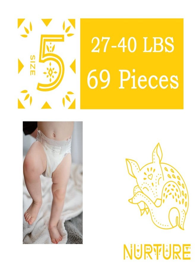 nurture حفاضات نيرتشر من بايو باج، الحجم 5 (27-40 رطل)، 69 حفاضة أطفال عالية الجودة، خالية من المواد الكيميائية، فائقة الامتصاص، صديقة للبيئة، مضادة للحساسية - Image 3