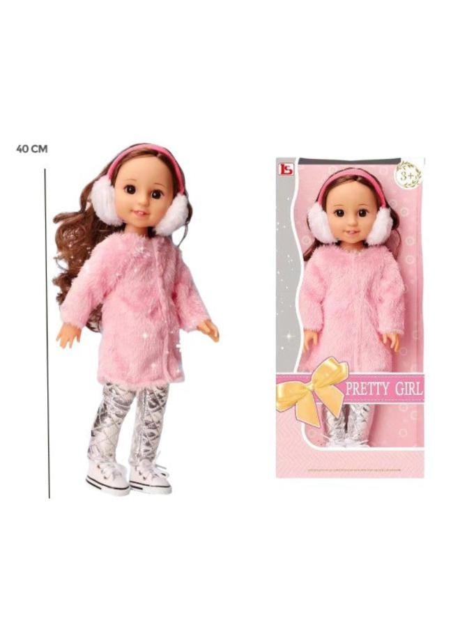 OKO Pretty Girl Doll with Pink Jacket 35 cm - Image 1