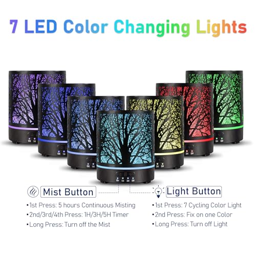 EQUSUPRO Essential Oil Diffuser Aromatherapy Diffuser -300ml Metal Electric Ultrasonic Cool Mist Oil Diffuser for Large Room with Waterless Auto Shut-Off, 4 Timer Setting &7 Colors Night Light for Home Office - Image 2