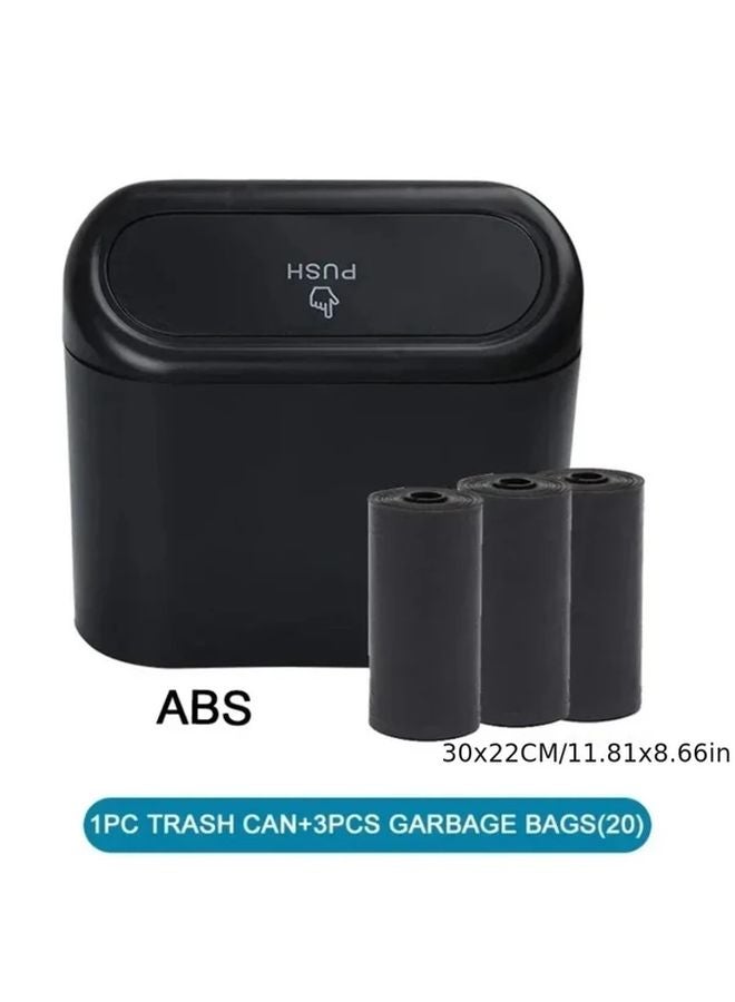 Compact Car Trash Can With Lid Black Includes 3 Garbage Bags For Car Door Seat Back Console - Image 5