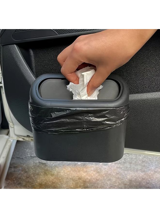 Compact Car Trash Can With Lid Black Includes 3 Garbage Bags For Car Door Seat Back Console - Image 2
