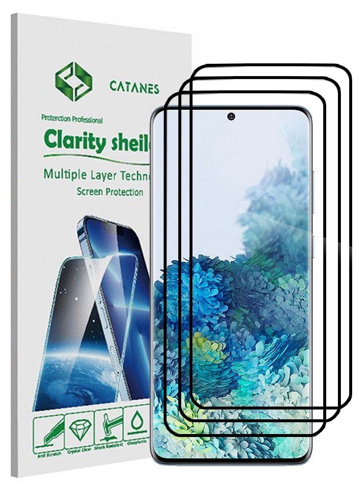 CATANES حزمة 3 لواقي شاشة زجاج مقسى لجهاز سامسونج جالاكسي S20+ لاصق كامل من الخلف - Image 1