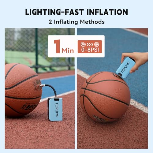 TOPUMP Electric Ball Pump with Inflation & Deflation, Portable Rechargeable Ball Pump with Pressure Gauge (Max 20PSI), Suitable for Basketball, Soccer, Volleyball and Rugby - Image 3