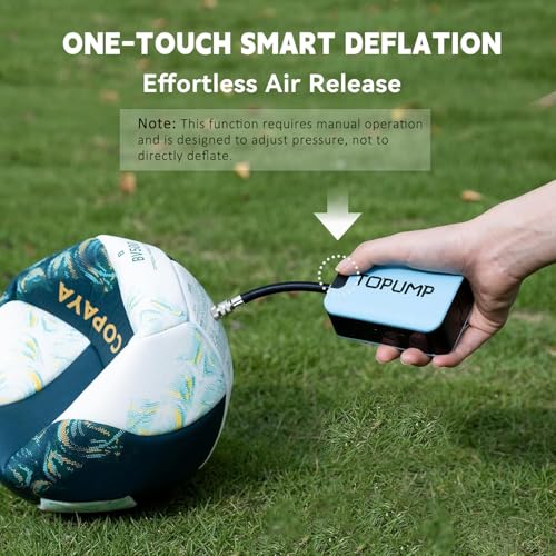 TOPUMP Electric Ball Pump with Inflation & Deflation, Portable Rechargeable Ball Pump with Pressure Gauge (Max 20PSI), Suitable for Basketball, Soccer, Volleyball and Rugby - Image 5