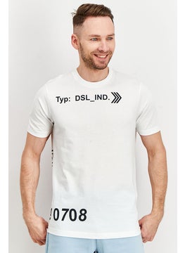 DIESEL Men Crew Neck Short Sleeve Graphic Print T-Shirt, White/Black  - Image 1