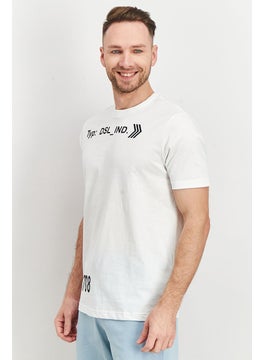 DIESEL Men Crew Neck Short Sleeve Graphic Print T-Shirt, White/Black  - Image 4