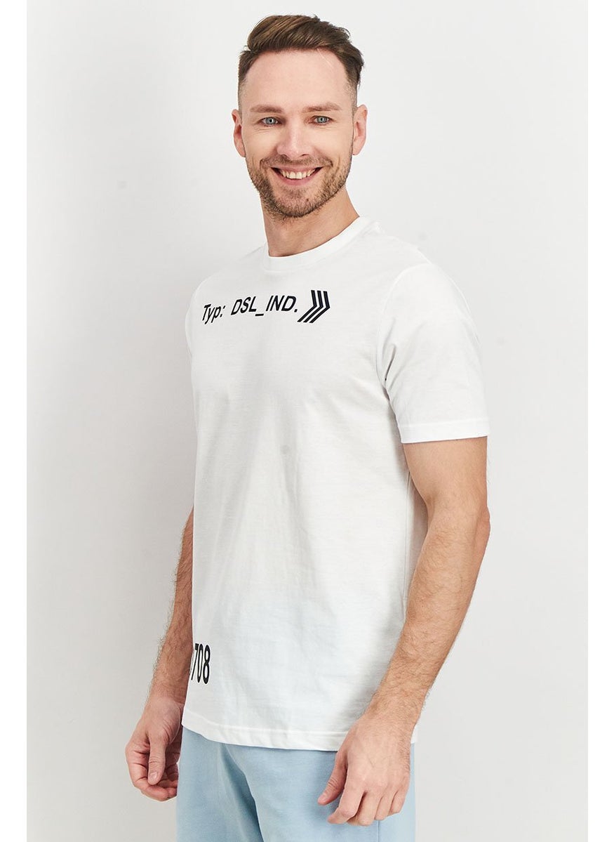 DIESEL Men Crew Neck Short Sleeve Graphic Print T-Shirt, White/Black  - Image 4