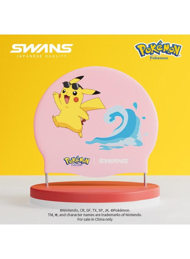 Speed Vision Suanshi Pokemon Swimming Cap For Boys Pikachu, Pandy, Jenny Turtle Swimming Cap For Girls Silicone Non-binding Head, Macaron Pink - Image 1
