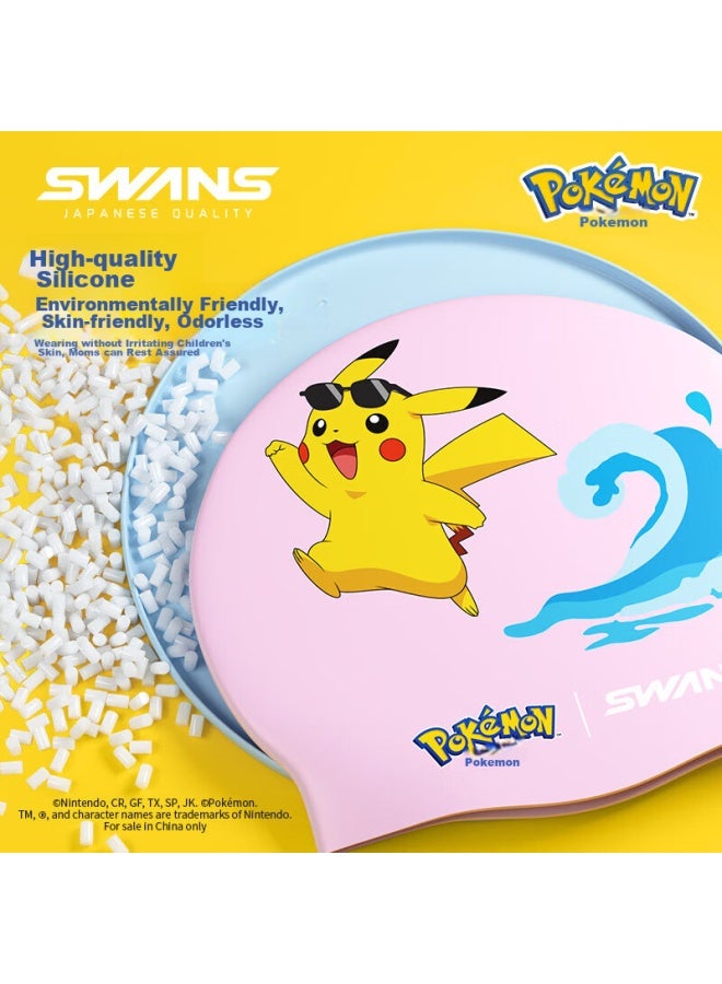 Speed Vision Suanshi Pokemon Swimming Cap For Boys Pikachu, Pandy, Jenny Turtle Swimming Cap For Girls Silicone Non-binding Head, Macaron Pink - Image 4