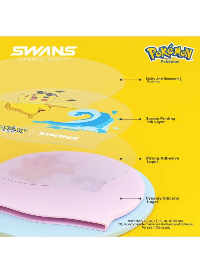 Speed Vision Suanshi Pokemon Swimming Cap For Boys Pikachu, Pandy, Jenny Turtle Swimming Cap For Girls Silicone Non-binding Head, Macaron Pink - Image 3