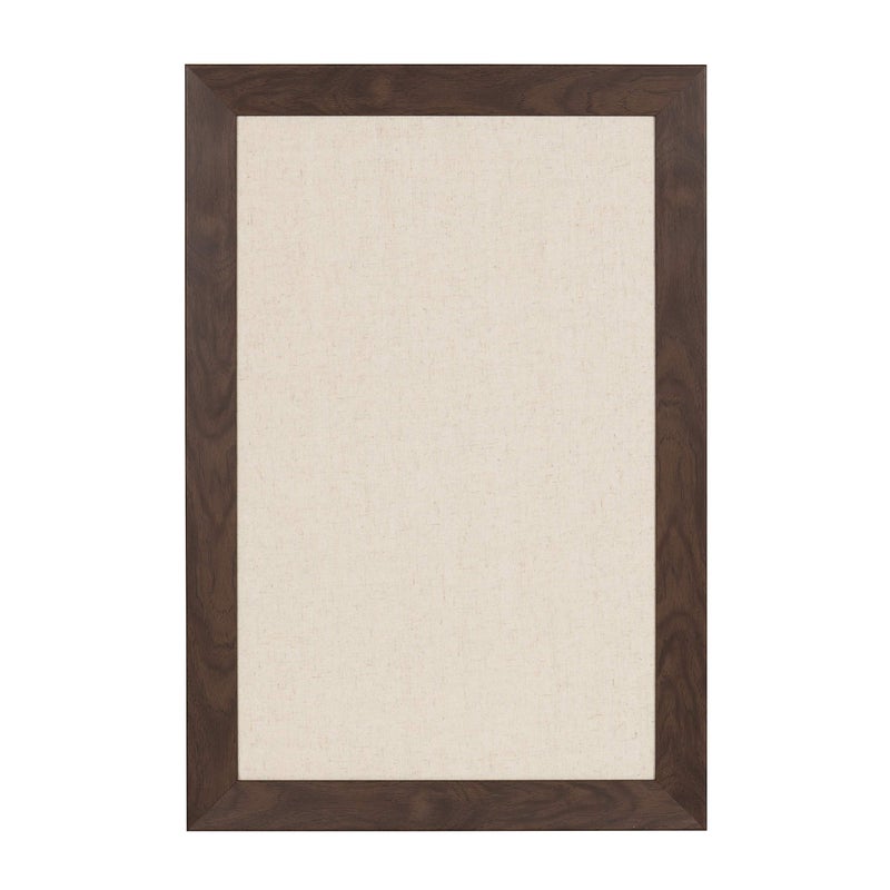 DesignOvation Beatrice Framed Linen Fabric Pinboard, 18x27, Walnut Brown - Image 1