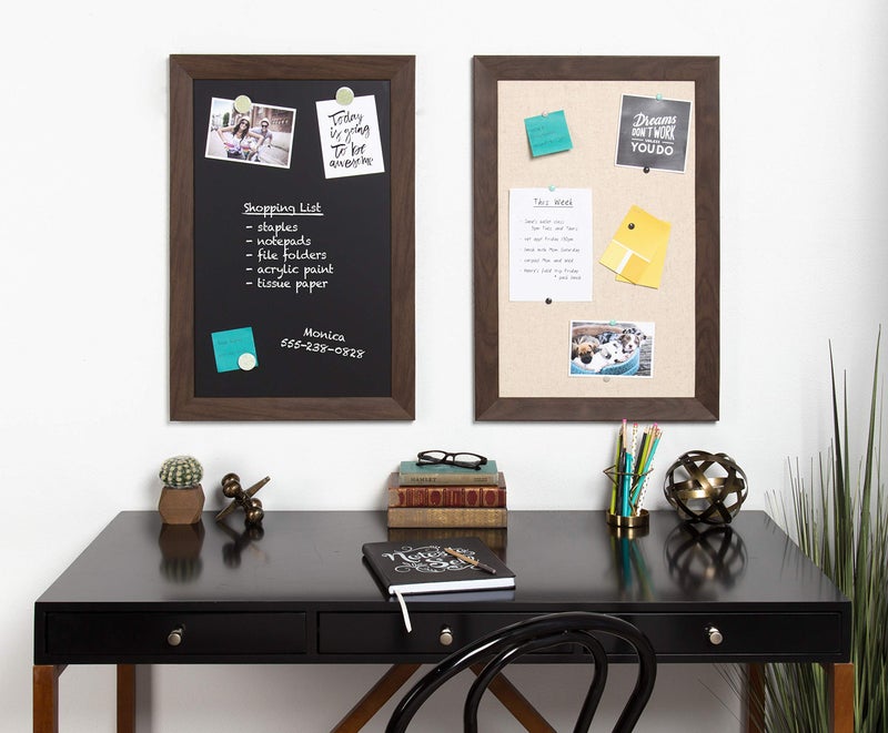 DesignOvation Beatrice Framed Linen Fabric Pinboard, 18x27, Walnut Brown - Image 4