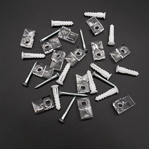 BAGTeck 22 Sets of Mirror Holder Clips Kit,Crystal Clear Plastic Mirror Clip,Mirror Holder Clips Glass Retainer Clips Kit,Mirror Hanging Kit with Screws and Fixed Mirror Box Door(Classic Style) - Image 4