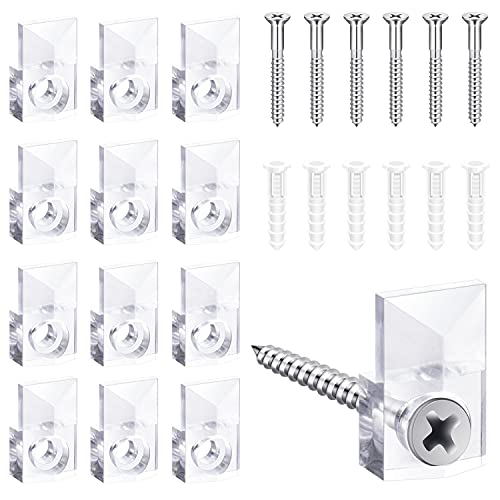 BAGTeck 22 Sets of Mirror Holder Clips Kit,Crystal Clear Plastic Mirror Clip,Mirror Holder Clips Glass Retainer Clips Kit,Mirror Hanging Kit with Screws and Fixed Mirror Box Door(Classic Style) - Image 1