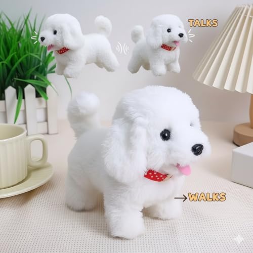 GITGRNTH Multi Color Walking Talking Dog Toy with Sound, Battery Operated Plush Puppy with Barking, Jumping & Twitch Nose, Voice Repeat & Fun Movement Perfect for Kids & Toddlers (White Or Brown) - Image 5