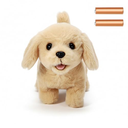 GITGRNTH Multi Color Walking Talking Dog Toy with Sound, Battery Operated Plush Puppy with Barking, Jumping & Twitch Nose, Voice Repeat & Fun Movement Perfect for Kids & Toddlers (White Or Brown) - Image 1