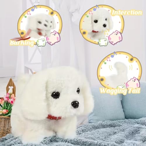GITGRNTH Multi Color Walking Talking Dog Toy with Sound, Battery Operated Plush Puppy with Barking, Jumping & Twitch Nose, Voice Repeat & Fun Movement Perfect for Kids & Toddlers (White Or Brown) - Image 3