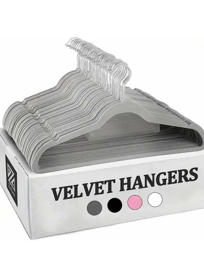 Black Velvet Hanger 10pcs Heavy Duty Anti Slip For Coats Dresses Hotel Space Saving - Image 1