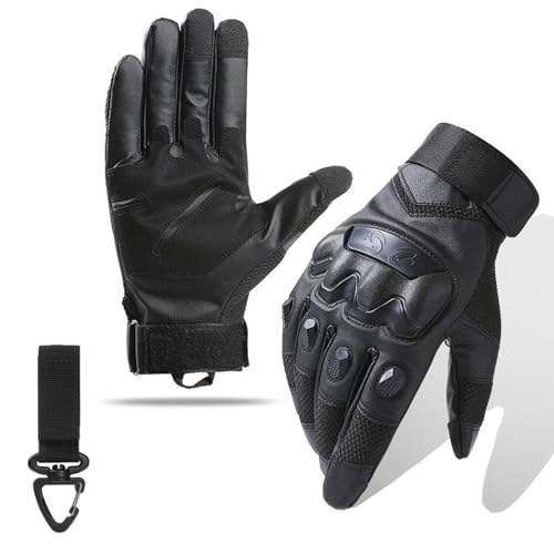Nswern Tactical Gloves for Men Touchscreen Motorcycle Gloves with Hard Shell Leather Palm Padding for Outdoor Sports Motorcycle Cycling Tactical Airsoft Paintball Hunting Hiking Camping Climbing Black - Image 1