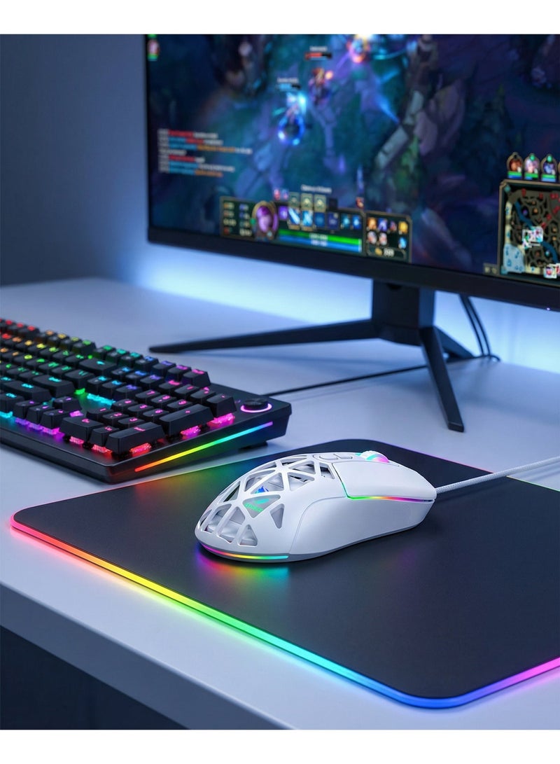 تي- وولف الماوس، الماوس الكمبيوتر، الماوس الألعاب، 6 DPI قابل للتعديل حتى 12800، 13 إضاءة خلفية RGB، غطاء خلفي مغناطيسي، مستشعر فائق الدقة الماوس RGB - Image 5