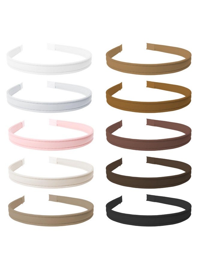 إسكدنيا 10 قطع من عصابات الرأس المصنوعة من الجلد الصناعي للنساء 0.6 بوصة، أبيض، وردي، بيج، بني، قهوة، رمادي، أسود، عصابة رأس غير قابلة للانزلاق، رباط شعر عصري، إكسسوارات شعر عيد الحب للنساء والفتيات، دياديم - Image 1