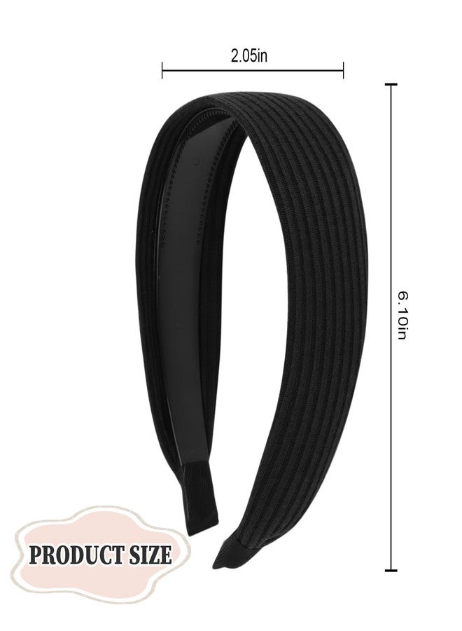 ACO-UINT 2 Pack White and Black Headbands for Women, Wide Large Head Bands, Non-slip Thick With Teeth Fashion Hairbands Hair Accessories - Image 2