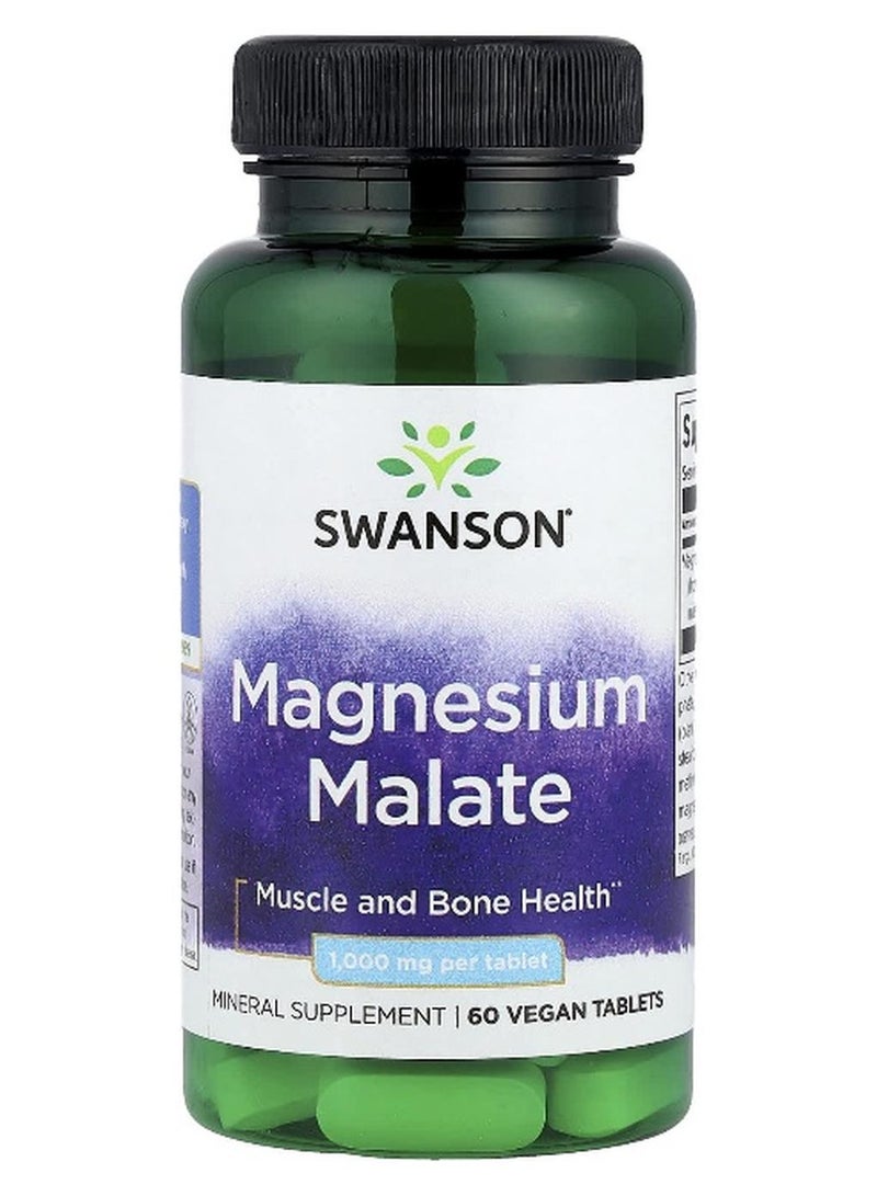 SWANSON سوانسون، ماليات المغنيسيوم، 1,000 ملغ، 60 قرص نباتي - Image 1