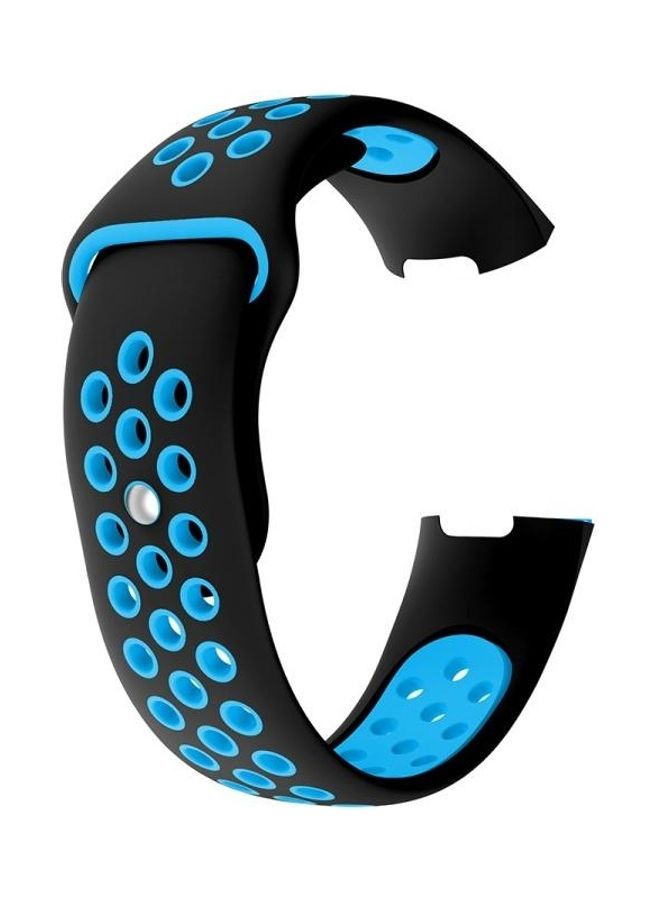 NIBEMINENT Round Hole Silicone Wrist Strap Watch Band for Fitbit Charge 3 Blue - Image 2