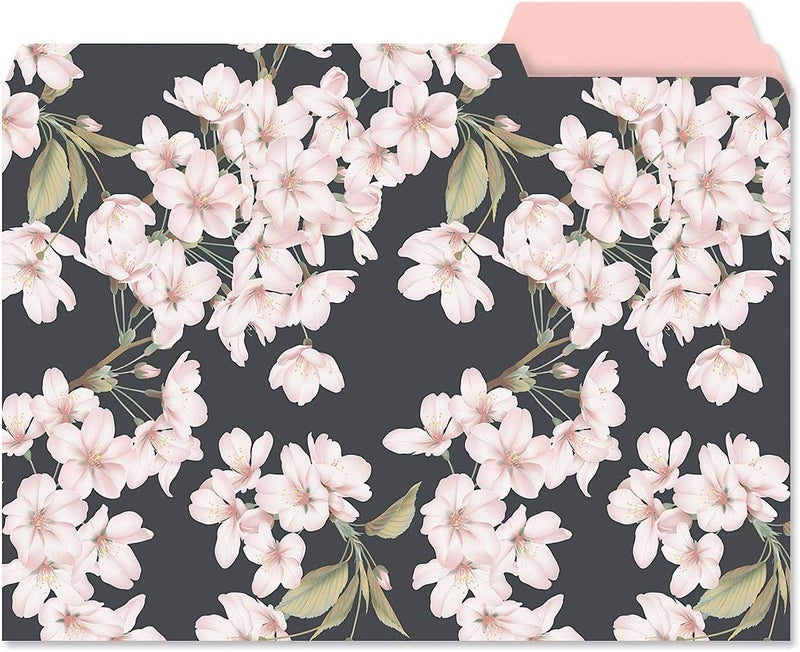 Current Charcoal & Coral File Folders Value Pack - Bulk Set of 24, 6 Pretty Decorative Designs, 1/3 Cut Tabs, Heavy-Duty Paper Stock, Office Supplies for Home & Work, 9-½” x 11-¾” Letter Size - Image 5