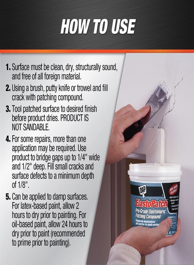 Dap 12288 Elastomeric Patch Textured, 1-Quart, Off-White - Image 3