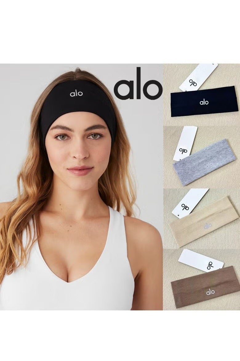 alo أربطة شعر للجري للنساء، أربطة رأس رياضية للفتيات، أربطة عرق لامتصاص العرق، أربطة رأس ناعمة للرياضة، اليوغا - Image 2