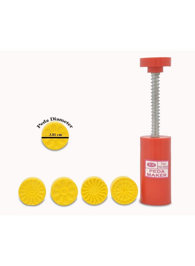 DS Peda Maker Press Stamp|5 In 1 Peda Shape Maker|Plastic Peda Stamping Mould Kitchen Accessories, 1.5 Inch, Yellow - Image 4