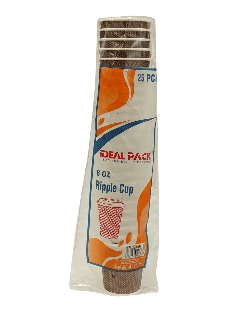 Ideal Pack 4 oz Ripple Paper Cups – 25 Pcs | Triple-Wall Insulated Disposable Espresso Cups | Heat-Resistant Design for Hot Beverages, Coffee Tastings & Tea Shots - Image 1