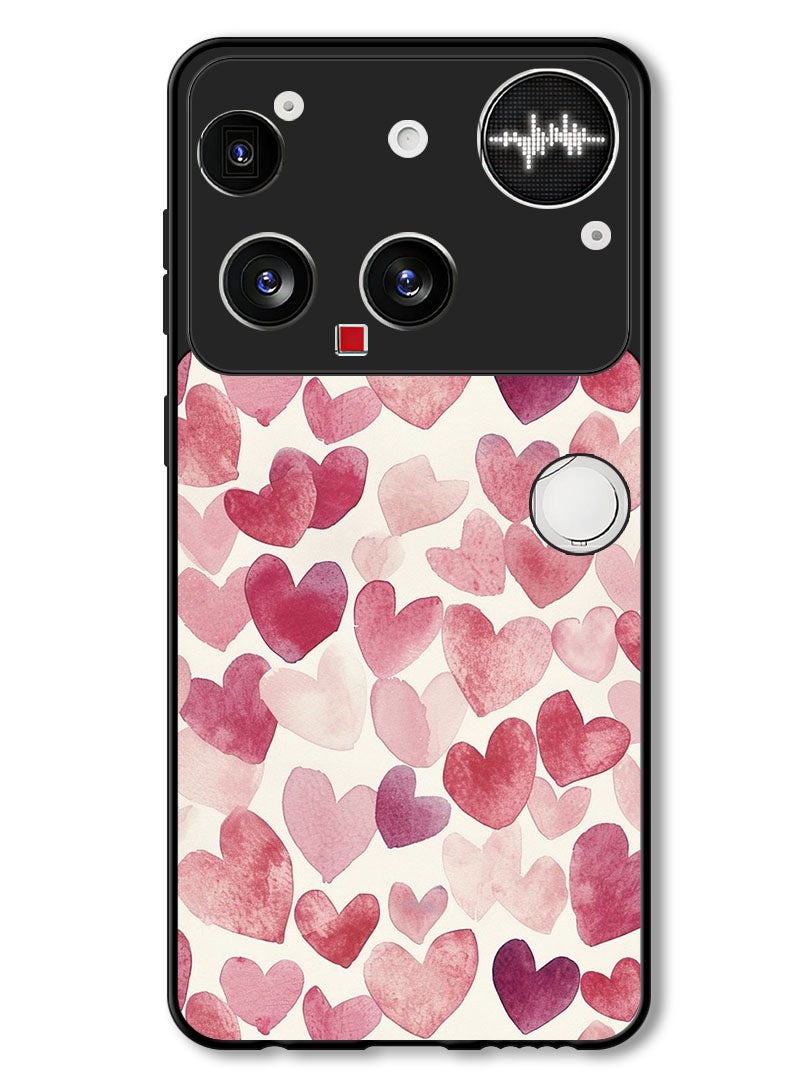 Theodor Case Compatible with Nothing Phone (3) 6.67 Inch Protection Shockproof Bumper Cover Heart Painitng - Image 1