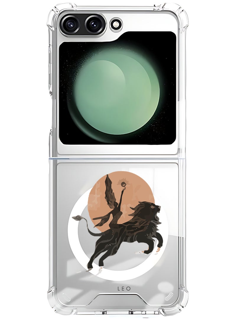 Theodor Magnetic Case for Samsung Galaxy Z Flip 5 Compatible with MagSafe Wireless Charging, Shockproof Phone Bumper Cover Leo-01 - Image 1