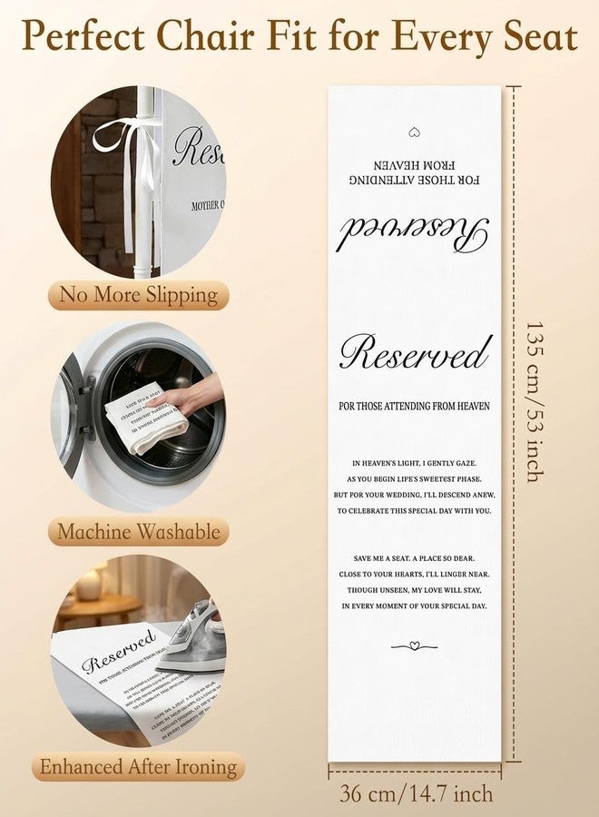 EliteSign Reserved for Father of the Bride in Loving Memory Wedding Sign, Save a Seat for Someone in Heaven, Reserved Signs for Wedding 15 x 53 Inch Canvas with Straps - Image 3