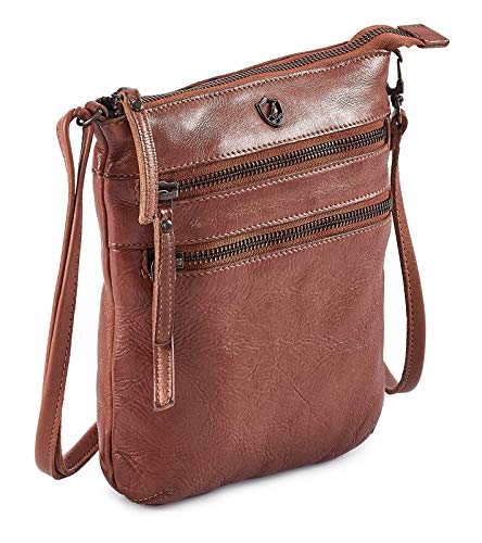 Cochoa Crossbody Sling Bag for Women Small Real Leather Purse Vintage Travel Crossover Shoulder Bag Handmade (Cognac Washed Vintage) - Image 2