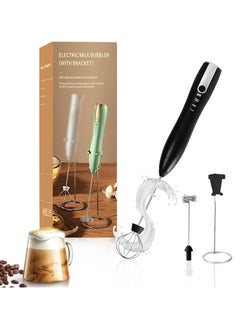 Generic Handheld Milk Frother with Stand, Electric Drink Blender Mixer for Coffee, Lattes, Cappuccino, Smoothie, Frappe, Matcha, Hot Chocolate, Eggs (2 Heads) - Black  - Image 1