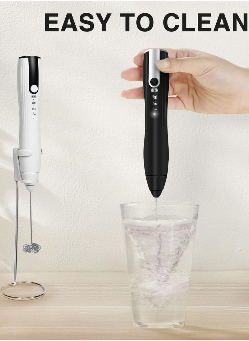 Generic Handheld Milk Frother with Stand, Electric Drink Blender Mixer for Coffee, Lattes, Cappuccino, Smoothie, Frappe, Matcha, Hot Chocolate, Eggs (2 Heads) - Black  - Image 5