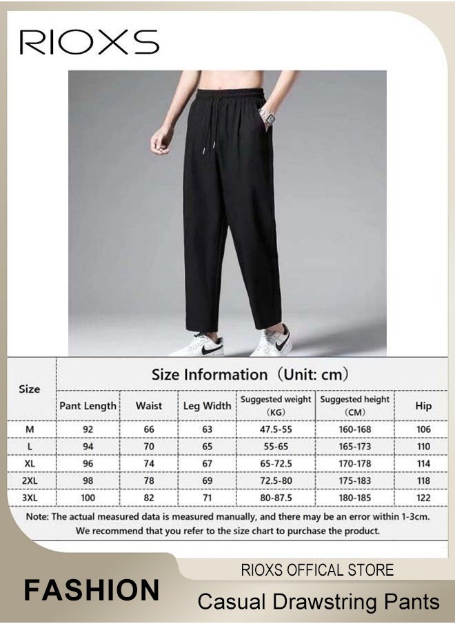 RIOXS - Men's Running Stretch Pants, Ice Silk Lightweight Trousers, Casual Drawstring Pants with 2 Pockets, Breathable Skin-friendly Sweatpants, Elastic Waist with Adjustable Drawstring, Comfortable for Daily Wear or Outdoor Activities - Image 1
