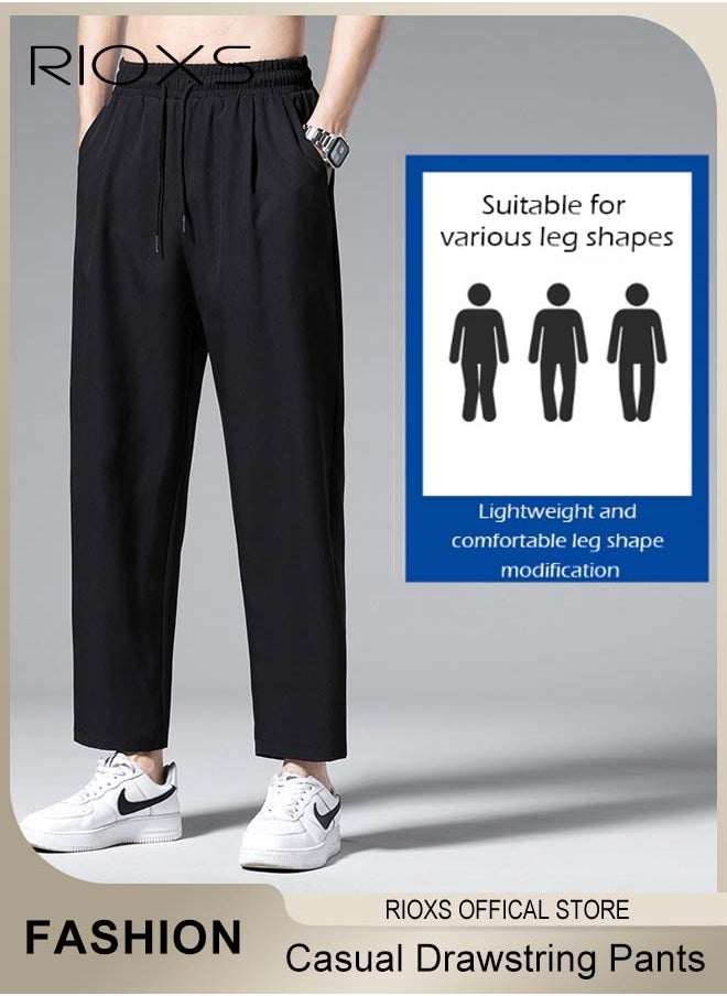 Men's Running Stretch Pants, Ice Silk Lightweight Trousers, Casual Drawstring Pants with 2 Pockets, Breathable Skin-friendly Sweatpants, Elastic Waist with Adjustable Drawstring, Comfortable for Daily Wear or Outdoor Activities - pzsku/Z2491E9C03D62765A485BZ/45/_/1740124706/2e0cb38a-4a56-4c02-ad9e-efcbe1ce4465