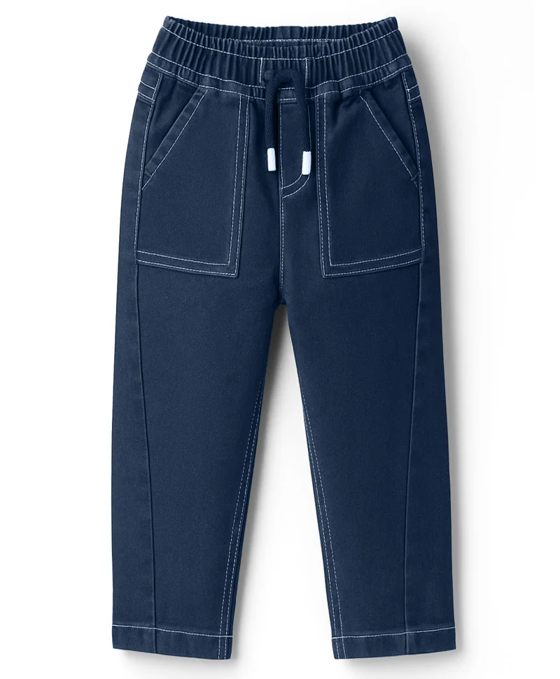 Babyhug Babyhug Denim Full Length Washed Jeans With Stretch - Blue