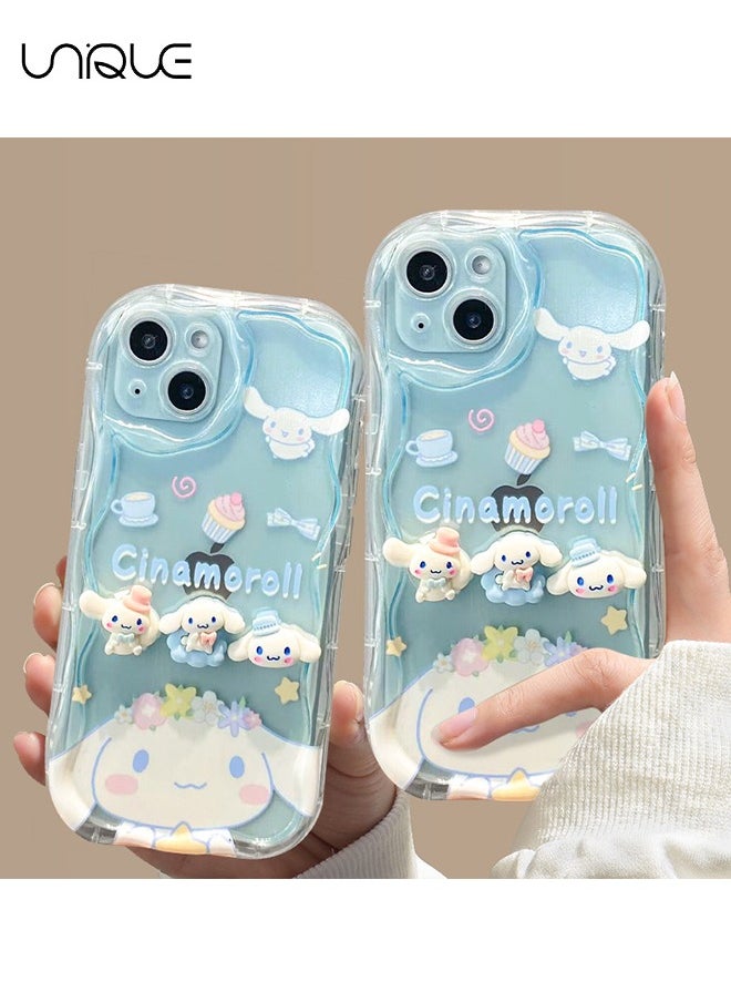 Unique - Compatible with iPhone 15 Case, Three-Dimensional Cinnamoroll Case, Blue Graffiti Case, TPU Drop Protection - with Cinnamoroll Lanyard - Image 1