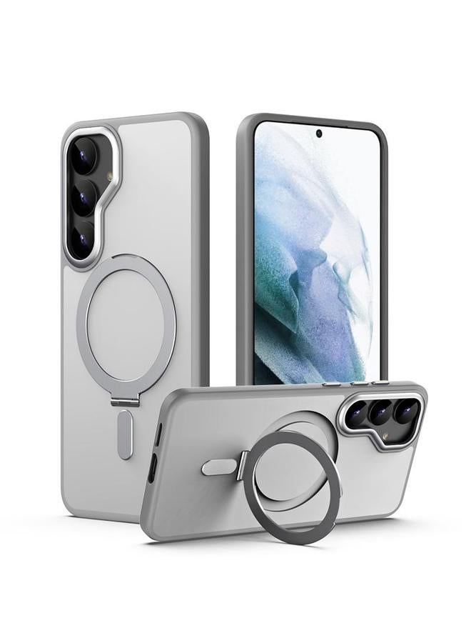 S-TOP Case For Samsung Galaxy S25 5G MagSafe Airbag Shockproof Frosted Phone Case with Fold Holder - Image 1