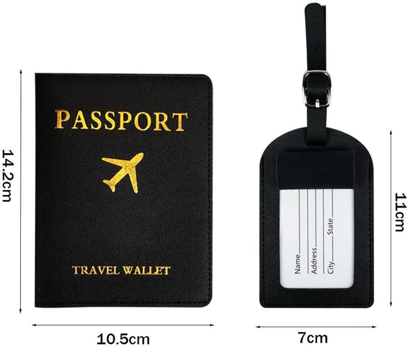 House of Quirk Luggage Tag and Passport Protector Set, Plane Pouch Passport Suitcase Identification Leather Tag Luggage Tags for Children School Bag (Light Green) - Image 2